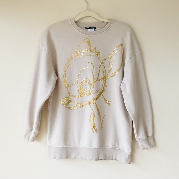 Zara x Disney Classics Bambi Graphic Gold Foil Print Sweatshirt Size S - Picture 4 of 8